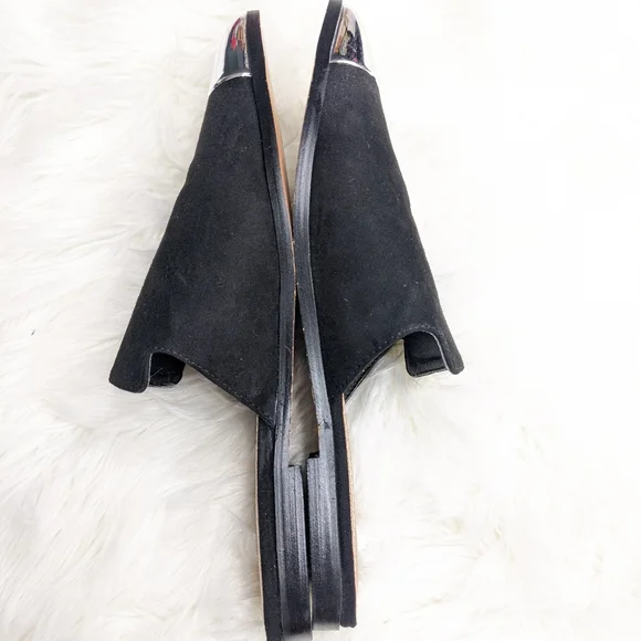 ASOS Suede Mona Black Mule Pointed Cap Toes - Picture 3 of 7